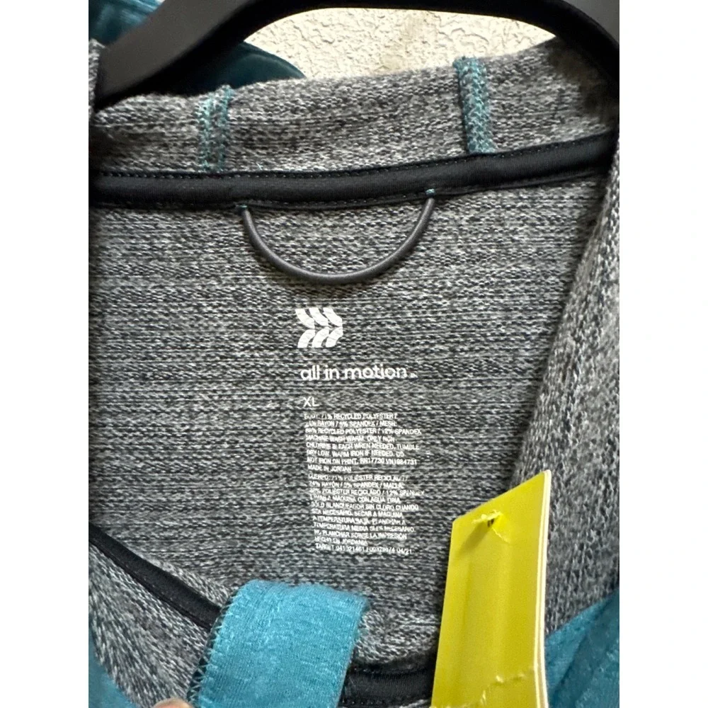 All in Motion Soft Gym‎ Hoodie Turquoise Teal Full Zip Men xL Activewear